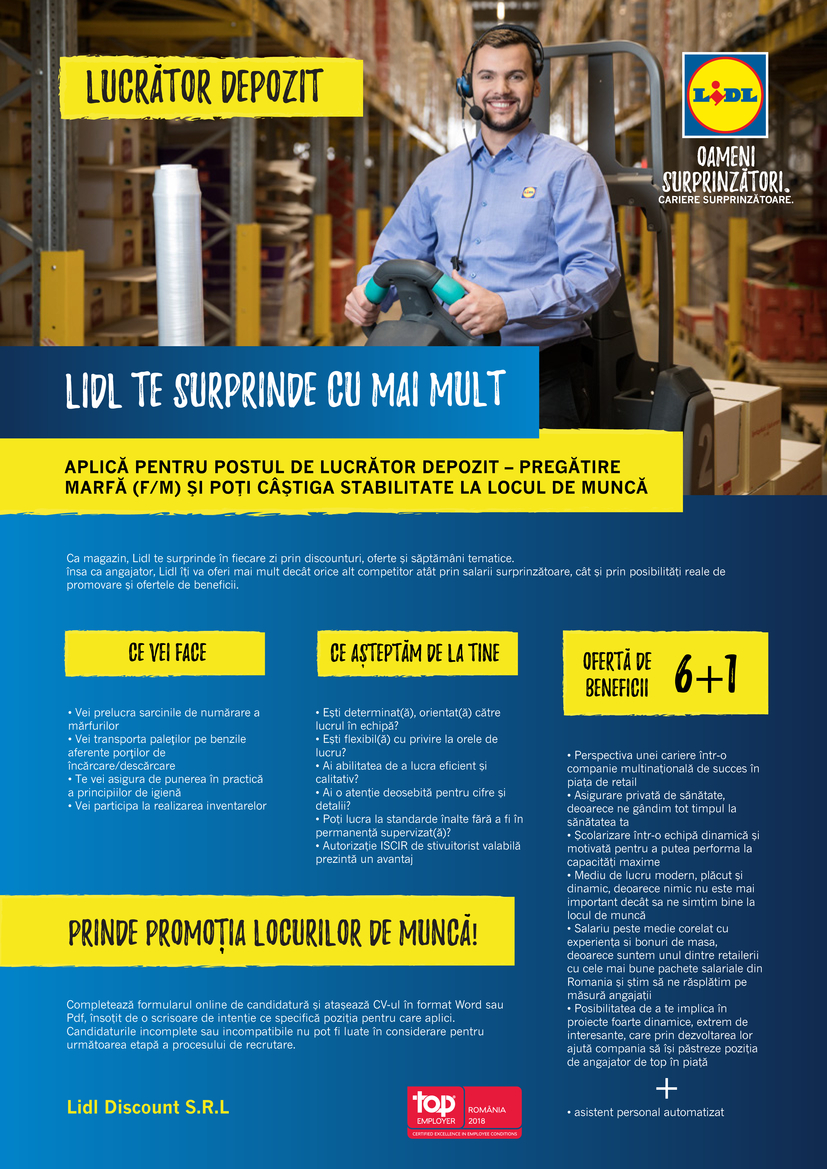 Lucrător Depozit Pregătire Marfă Iernut F M Lidl Discount