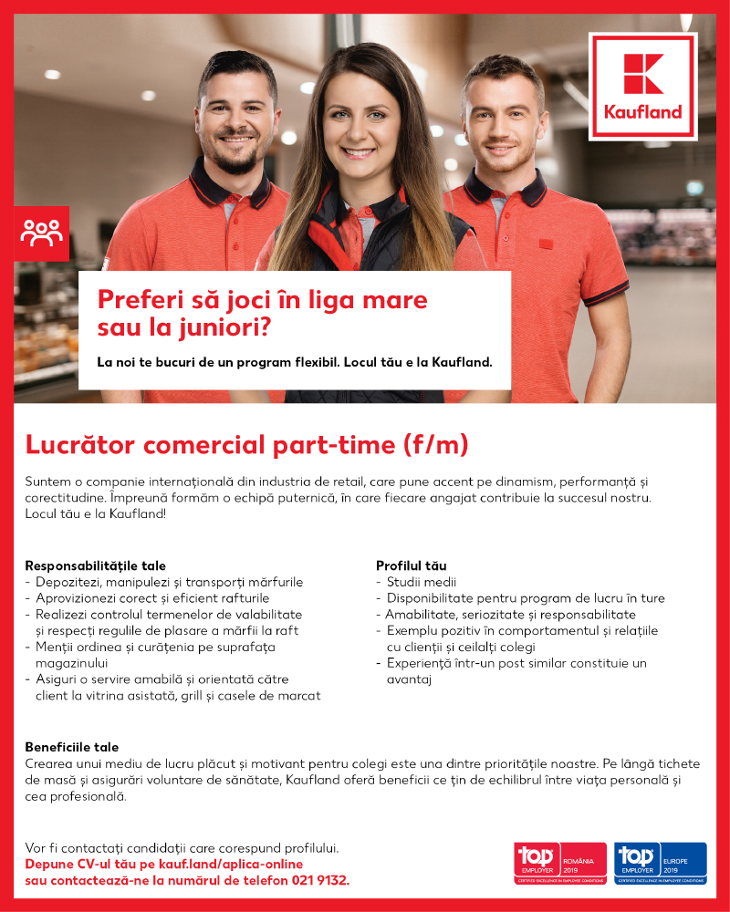 LucrÄƒtor Comercial Part Time Alba Iulia F M Kaufland Romania Aplica Pe Ejobs