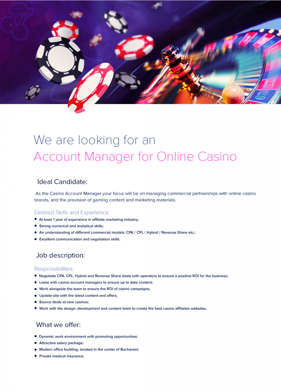 Online casino customer service job description duties